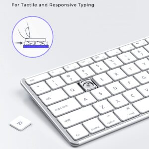 Wireless Bluetooth Keyboard and Mouse Compatible for Mac, seenda Stainless Steel Multi-Device Keyboard and Mouse Rechargeable with Number Pad, Compatible for Mac, iPad, iOS, Silver