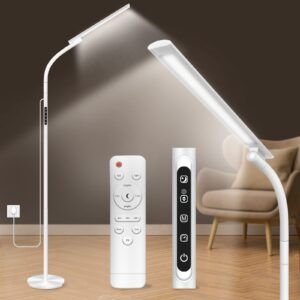 light therapy lamp, uv-free 10000 lux happy therapy light, floor sun therapy lamp with remote & touch control & adjustable gooseneck for reading/office/home