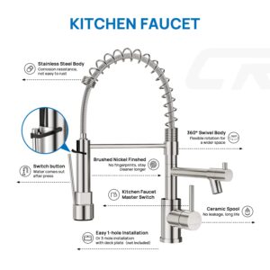 Kitchen Faucets,Craftespirit Kitchen Faucet with Pull Down Sprayer Kitchen Sink Faucet Brushed Nickel Kitchen Faucet with Sprayer