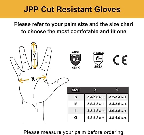 JPP Premium Cut Resistant Gloves, Cutting Proof CE Level 5 Protection, Food Grade Safe, Ambidextrous, 3D-Comfort Fit, Machine Washable, Dexterity, Lightweight, 1 Pair, Size 8, Medium