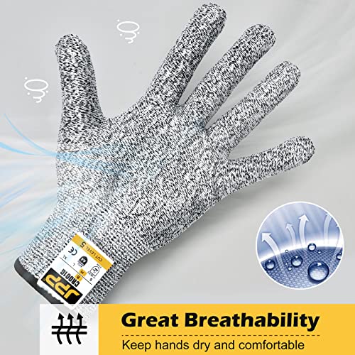 JPP Premium Cut Resistant Gloves, Cutting Proof CE Level 5 Protection, Food Grade Safe, Ambidextrous, 3D-Comfort Fit, Machine Washable, Dexterity, Lightweight, 1 Pair, Size 8, Medium