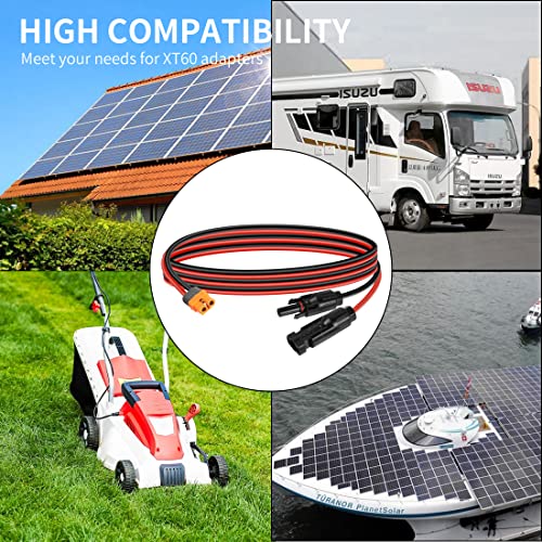 YACSEJAO Solar to XT60i Charging Cable 12AWG 1.5M Solar Plug to XT60 Socket Solar Connector to XT60i-F Solar Panel Cable for RV Portable Power Station Lipo Battery