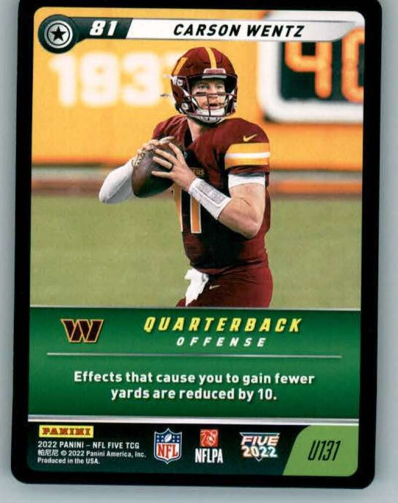 2022 Panini Five NFL #U131 Carson Wentz Washington Commanders NFL Football Trading Card