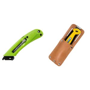 Pacific Handy Cutter S5R Safety Cutter + Leather Holster Utility Knife Bundle