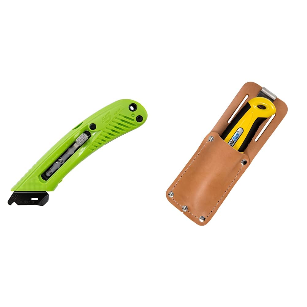 Pacific Handy Cutter S5R Safety Cutter + Leather Holster Utility Knife Bundle