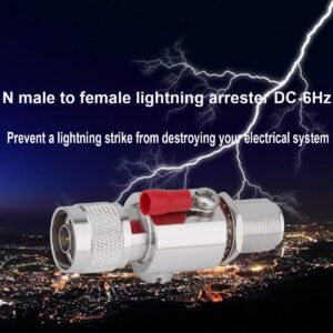 RFiotasy Coaxial N Type Lightning Arrestor 0 to 6 GHz (N-Male/N-Female) 50ohm, Protects 3G,4G,LTE, GPS,2.4GHz/5GHz Wi-Fi, 900MHz,Ham Other Outside Antennas Pack 2