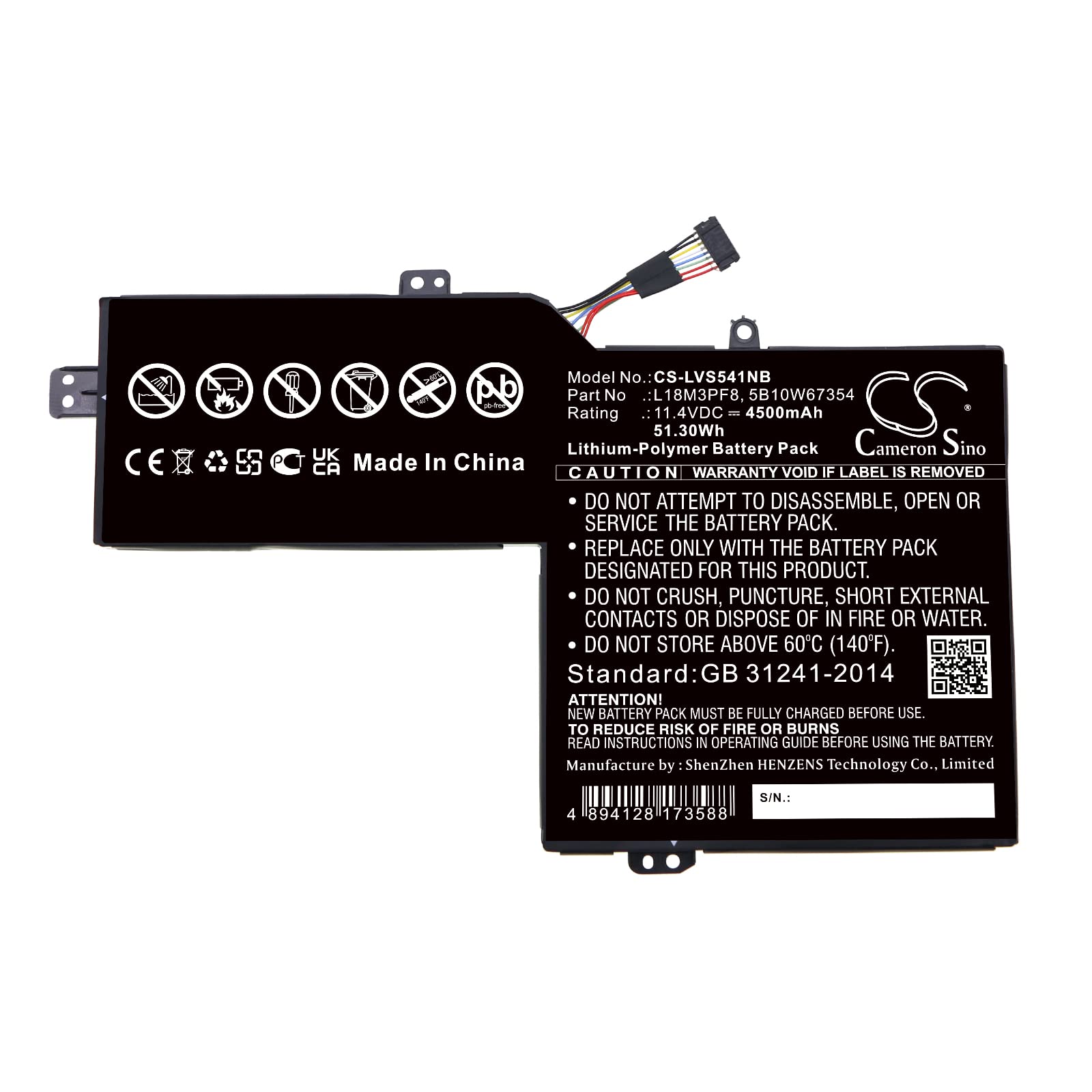 ChoyoqeR Replacement Battery for IP S540 15, IP S540-15iml, IP S540-15iml 81ng001kau, IP S540-15iml 81ng0022au, 11.4V/4500mA