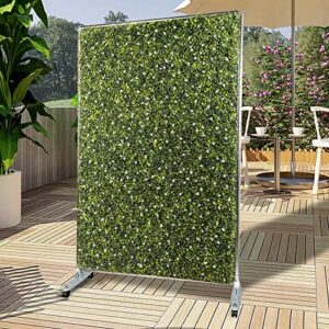patio moving portable boxwood panels hedge screen backdrops stand artificial plant grass wall space room privacy divider double sides with wheels h60 xw60