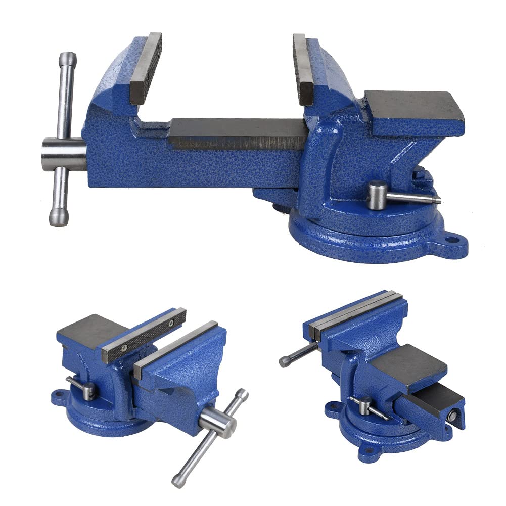 5" Heavy Duty Bench Vise with Anvil Swivel Table Top Clamp Locking Base