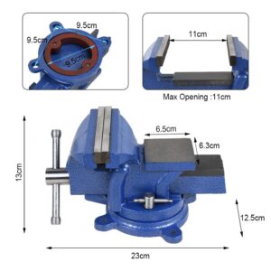 5" Heavy Duty Bench Vise with Anvil Swivel Table Top Clamp Locking Base