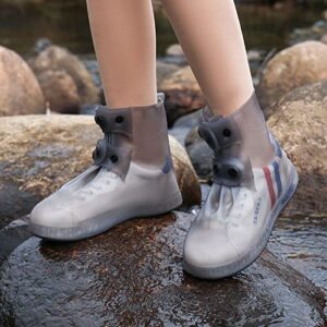 daraekj waterproof shoe covers, reusable rain shoe covers waterproof,non slip durable silicone shoe covers waterproof for men and women (xxl (women 7.5-9, men 7-8.5), grey)