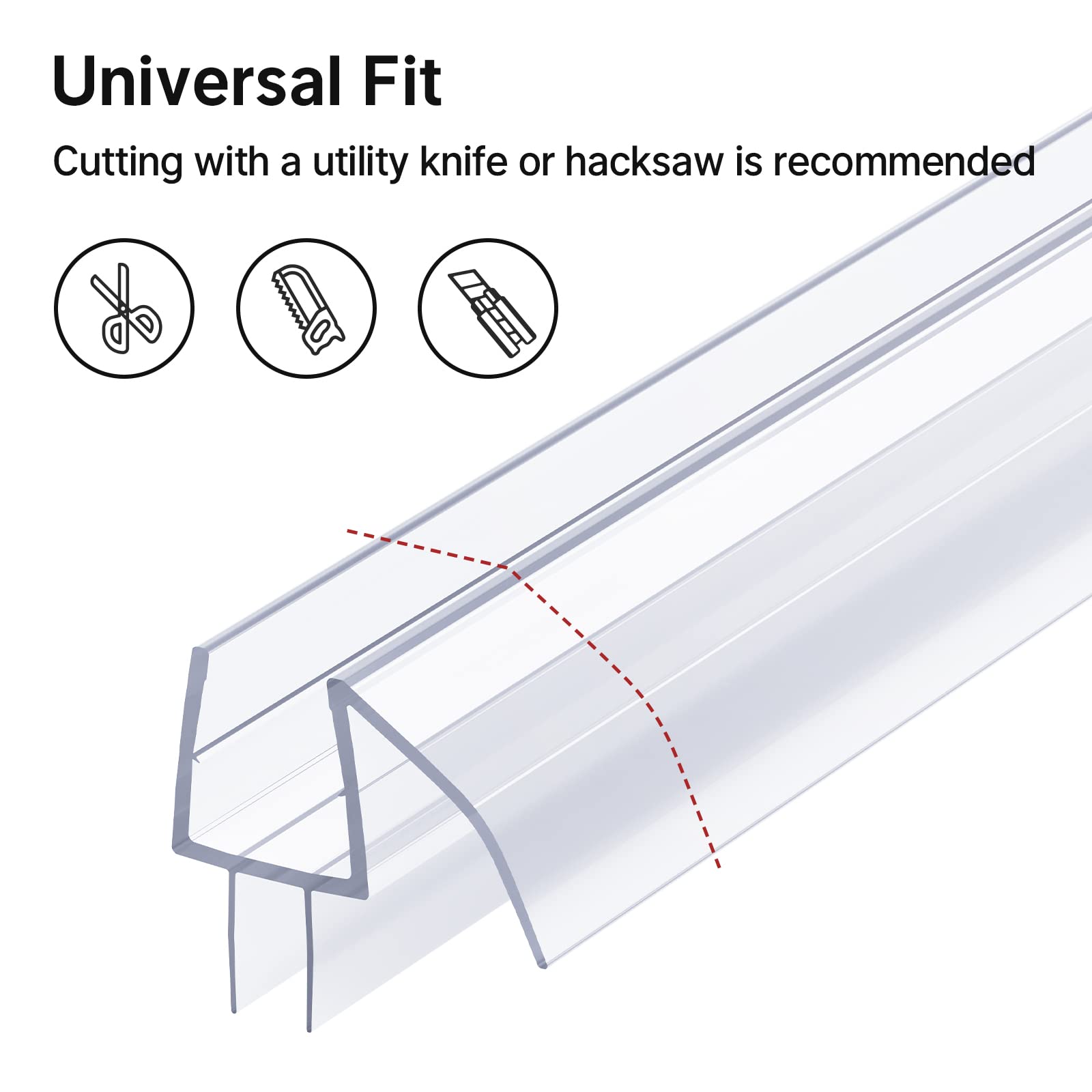 AmazerBath Shower Door Bottom Seal, 3 Section Segmented Installation Frameless Glass Shower Door Seal Strip - Suitable for 3/8 Inch Glass, 47.25 Inch(15.75 Inch * 3)