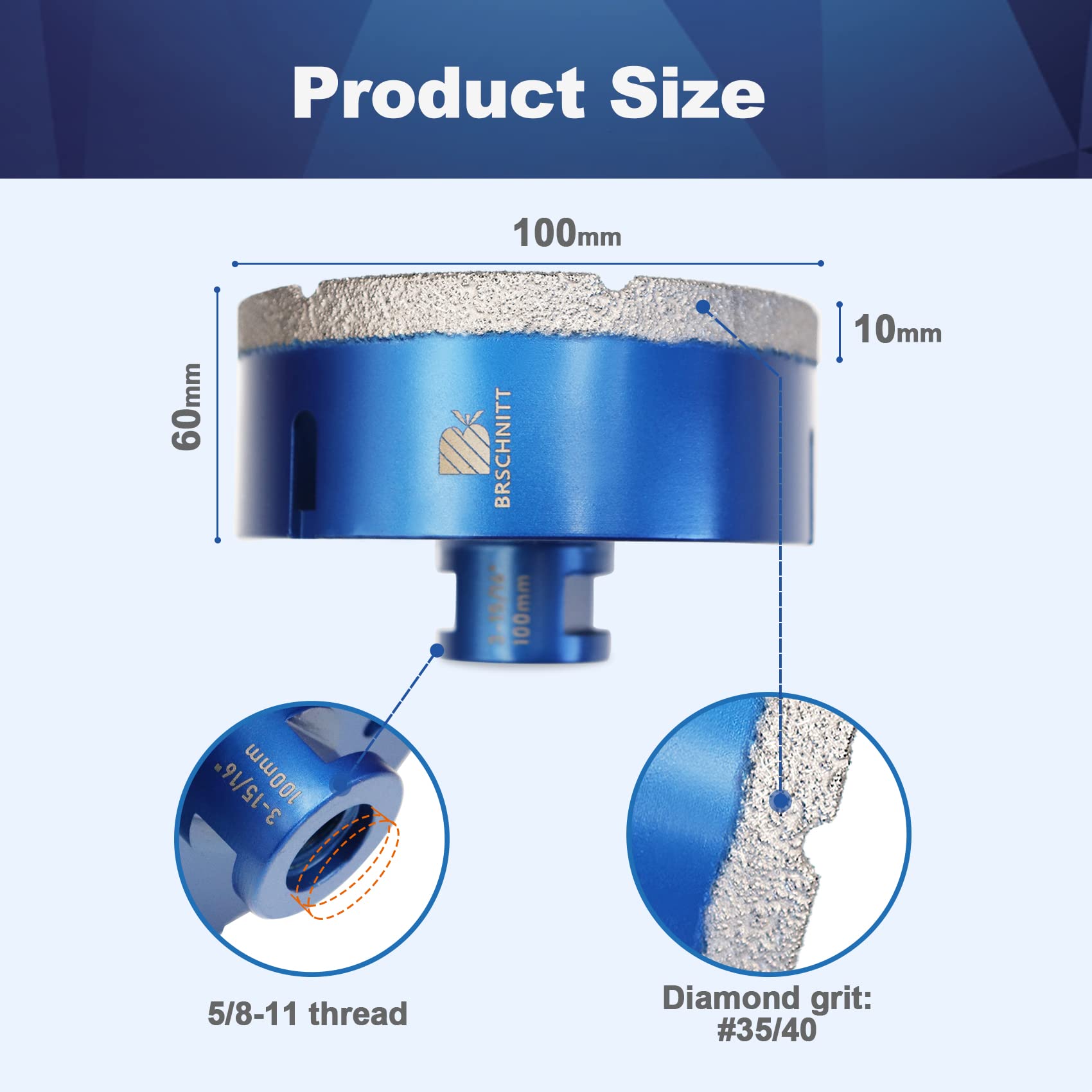 Diamond Core Drill Bit Set for Porcelain Tile Ceramic Marble Granite Drilling（1/4" 3/8" 4/5" 1-3/8" 2" 2-1/2" 4“）