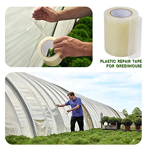 COCLILY Greenhouse Plastic Sheeting Repair Tape, 6" x164' Greenhouse Plastic Film Repair, 6 mil Thickness Film Repair Tape, Clear Greenhouse Plastic Repair Tape