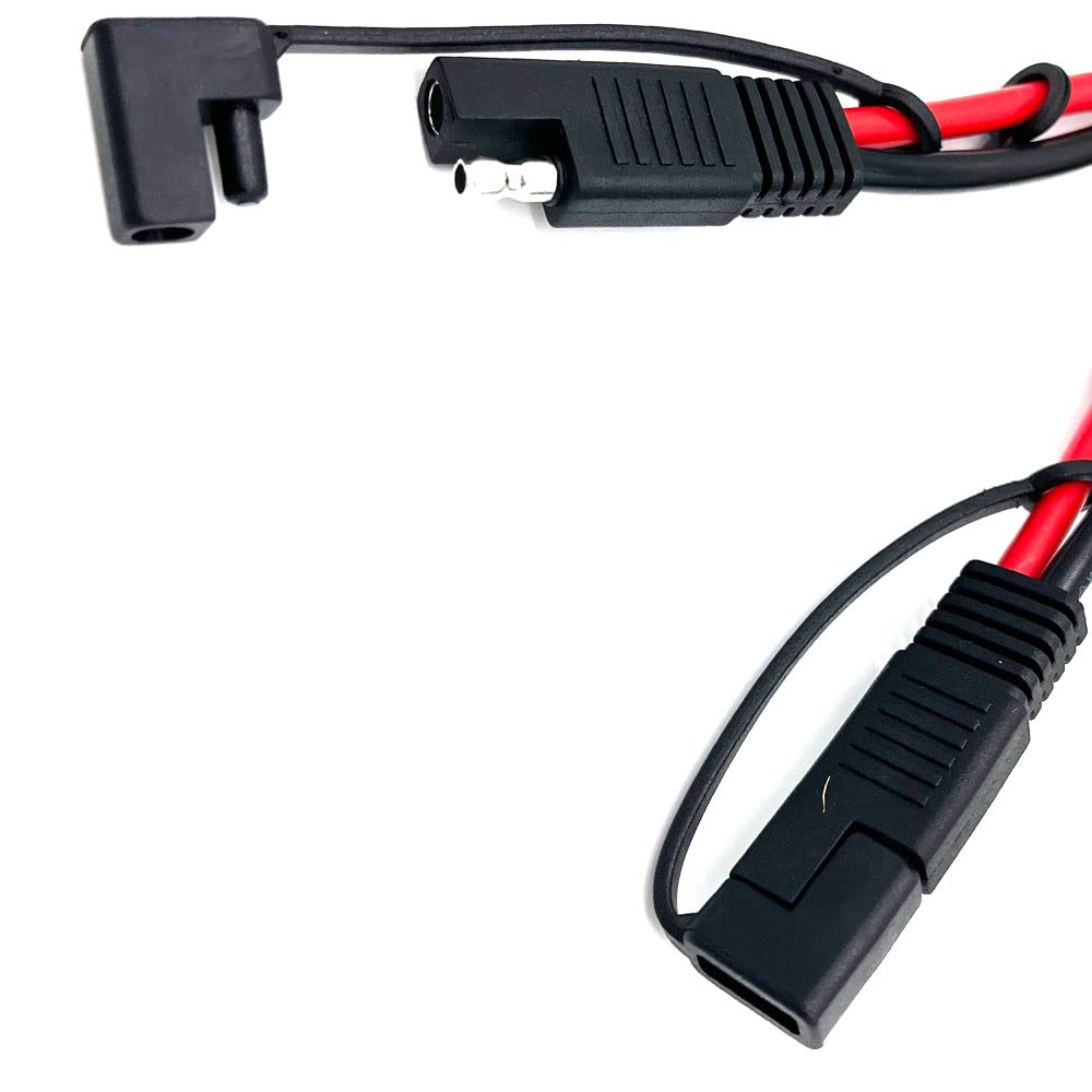 SAE Y Splitter Adapter Cable SAE 1 to 2 SAE DC Power Automotive Extension Cable 2 Pin Quick Connect Disconnect Plug SAE Connector 10AwG Wire for Solar Panel Charging(40cm-Red Black)