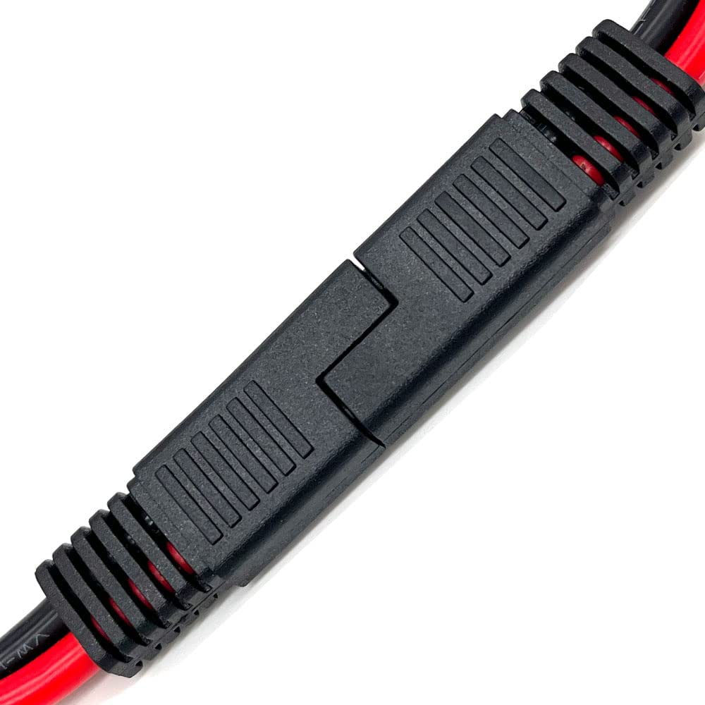 SAE Y Splitter Adapter Cable SAE 1 to 2 SAE DC Power Automotive Extension Cable 2 Pin Quick Connect Disconnect Plug SAE Connector 10AwG Wire for Solar Panel Charging(40cm-Red Black)