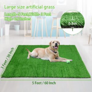 LOOBANI Realistic Artificial Grass Rug Indoor Outdoor, Dog Grass Mat with Drainage Holes and Replacement Artificial Grass Turf, Suitable for Garden Lawn Landscape Balcony Decoration- 3 Feet x 5 Feet