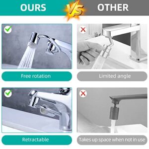 1080° Rotating Universal Faucet Extender with 2 Modes，Wide Range Angle Splash Filter Faucet Aerator, Multifunctional Robotic Arm for Hair/Face and Gargle Portable Washing