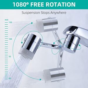 1080° Rotating Universal Faucet Extender with 2 Modes，Wide Range Angle Splash Filter Faucet Aerator, Multifunctional Robotic Arm for Hair/Face and Gargle Portable Washing