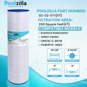 Poolzilla 1 Pack Pool Filter Cartridge Replacement for Jandy CS200, PJANCS200, R0462400, Unicel C-8418, Filbur FC-0823, Aladdin 35002, 200 | Premium Pool Filtration