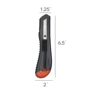 10 Pcs, DORCO Professional Quality Utility Box Cutter Knife L301 - Auto-Lock Safety System, Large Design, Retractable, Built-In Snap-Off Tool, Replaceable Carbon Steel Blade - 18mm