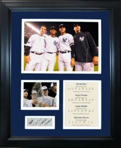 framed new york yankees core 4 facsimile laser engraved signature auto baseball 12"x15" photo collage