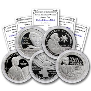 2022 s set of (5) limited edition american women silver proof quarter coins (in capsule) with certificate of authenticity 25¢ seller proof
