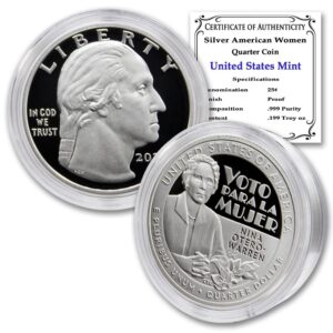 2022 s limited edition american women series: silver proof nina otero-warren quarter coin (in capsule) with certificate of authenticity 25¢ seller proof