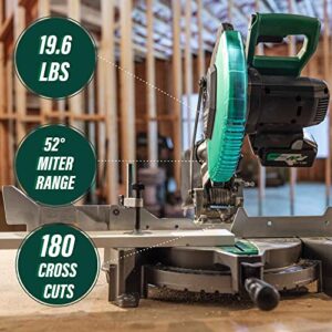 Metabo HPT 18V MultiVolt™ Cordless Miter Saw Kit | 10-Inch Blade | Includes 1-18V/36V MultiVolt™ Battery + Charger | Xact Cut LED Shadow Line System | C1810DFA