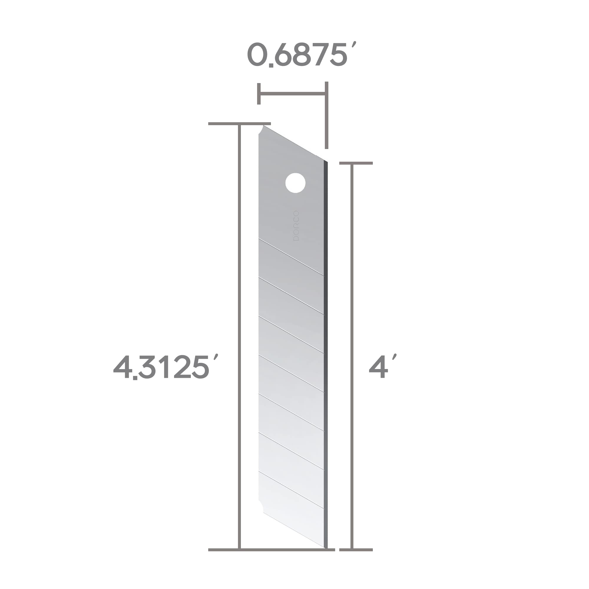 10 Pcs, DORCO Professional Quality Utility Box Cutter Knife Replacement Refills - Large Size Carbon Steel Blade, 60° Tip - 18mm