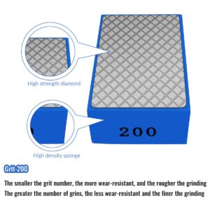 1 Pcs Diamond Hand Pad Sanding Block Sharp Glass Grinding Polishing Pad Sanding Block Foam Backing Hand-Held Sanding Block for Sanding Polishing Marble Tile Ceramics (200#)