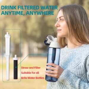 Water Bottle Straw, Water Bottle Filter for Brita, Replacement Parts for Brita Insulated Filtered Stainless Steel and Plastic Water Filter Bottle, Water Filter Straw with 4Pcs Water Bottle Filters.