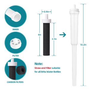 Water Bottle Straw, Water Bottle Filter for Brita, Replacement Parts for Brita Insulated Filtered Stainless Steel and Plastic Water Filter Bottle, Water Filter Straw with 4Pcs Water Bottle Filters.