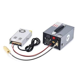pcp air compressor with built-in power adapter,auto-shutoff,oil &water-free, 4500psi/30mpa-5000psi/35mpa, power by 110v /220v ac or 12v dc for air gun, paintball/scuba tank,suv tires (pcp-ac-ma)