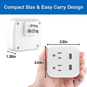 Multi Plug Outlet Splitter with USB, 2 Electrical Multiple Outlet Extender with 2 USB Wall Charger for Travel, Home, Office (Non Surge Protection)