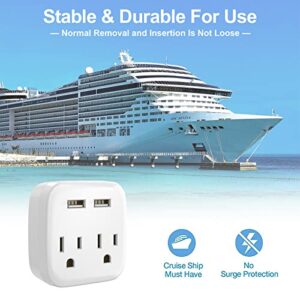 Multi Plug Outlet Splitter with USB, 2 Electrical Multiple Outlet Extender with 2 USB Wall Charger for Travel, Home, Office (Non Surge Protection)