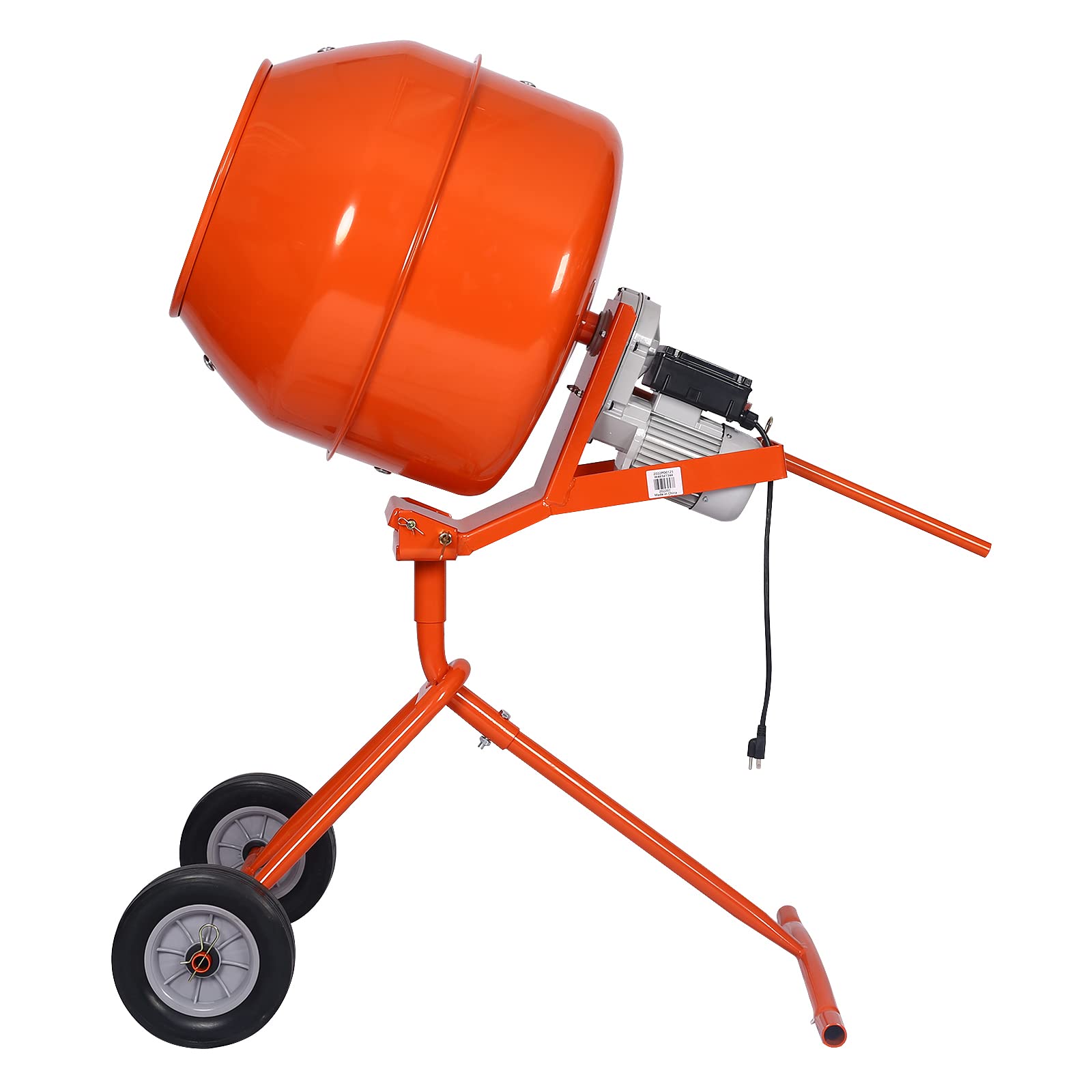 5 CU FT Electric Cement Mixer,1/2 HP Concrete Mixer Machine with Wheel and Stand,Portable Cement Mixer Machine,Suitable for Stucco and Seeds (5 Cu. Ft, Orange)