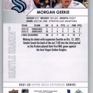 2021-22 Upper Deck Extended #693 Morgan Geekie Seattle Kraken NHL Hockey Trading Card