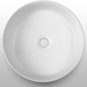 Bathroom Vessel Sink - SENTANI 14.4" Round Modern Above Counter Bathroom Sink - Porcelain Ceramic Vessel Vanity Sink Art Bowl Basin - Matte White