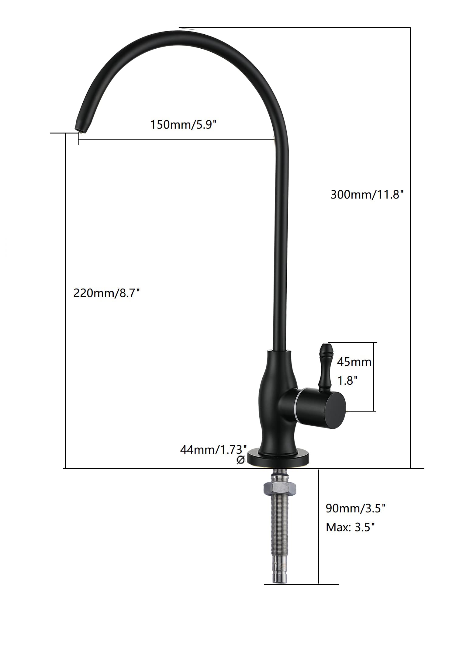 GULICA Commercial Water Filtration Faucet, Drinking Water Dispenser, Matte Black, Lead-Free Solid Brass and Ceramic Cartridge