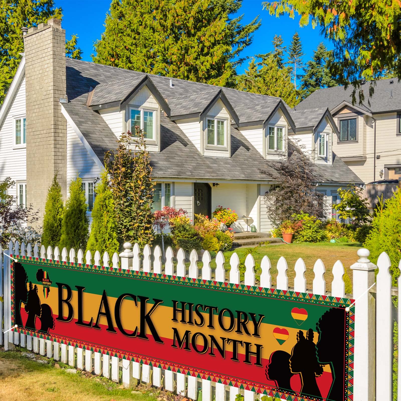 Happy Black History Month Banner for Fence African American Decoration Yard Garage Black Red Yellow Party Decorations Black Girl Holiday Deocr and Supplies