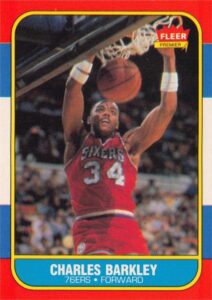 charles barkley basketball card rookie (philadelphia 76ers) 1986 fleer #7 - unsigned basketball cards