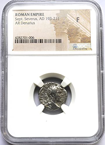 IT 193-211 AD Ancient Imperial Rome, Emperor Septimius Severus Antique Roman Silver Coin Denarius Fine NGC