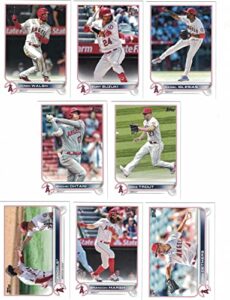 california angels / 2022 topps baseball team set (series 1 and 2) with (25) cards! ***includes (3) additional bonus cards of former angels greats rod carew, jim abbott and tim salmon! ***