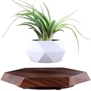 moocci floating plant pot magnetic levitating plant pot for succulents, air bonsai and fake flowers and plants, unique decor for home, office and desk (brown)