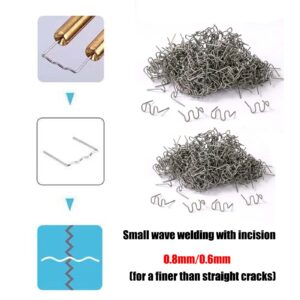 AccEncyc Hot Staples 400Pcs Plastic Welder Staples Plastic Welding Hot Staple Wave Staples for Car Bumpers Dashboards Lamp 0.8mm 0.6mm