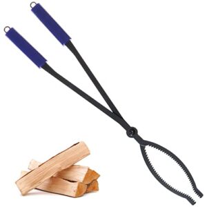 28" firewood tongs log grabber for thick logs outdoor indoor camfire firepit bonfire fireplace tongs heavy duty wrought rustproof safely moves firewood