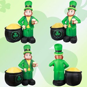 GUDELAK 6FT St Patricks Day Inflatables Outdoor Decorations, Inflatable Leprechaun with Gold Pot and Holding Beer in Hand with Build-in LEDs Lights for Indoor Outdoor Lawn Yard St Patricks Day Decor