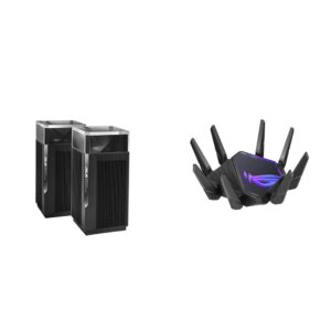 asus zenwifi pro et12 axe11000 tri-band wifi 6e mesh system (2 pack) and asus rog rapture gt-axe16000 6ghz quad-band wifi 6e extendable gaming router