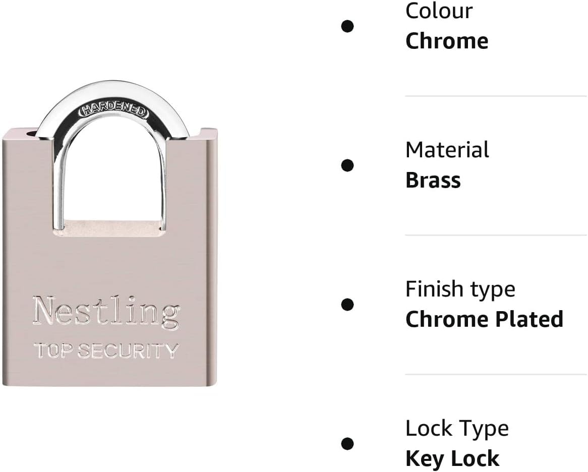 AMMIY Locks with 4 Keys，Keyed Alike Heavy Duty Pad Lock，Outdoor Solid Brass Keyed Padlock, High Security Wraped Beam Padlock with Key for Gate Lock School Gym Locker Storage Unit Fence Hasp Toolbox